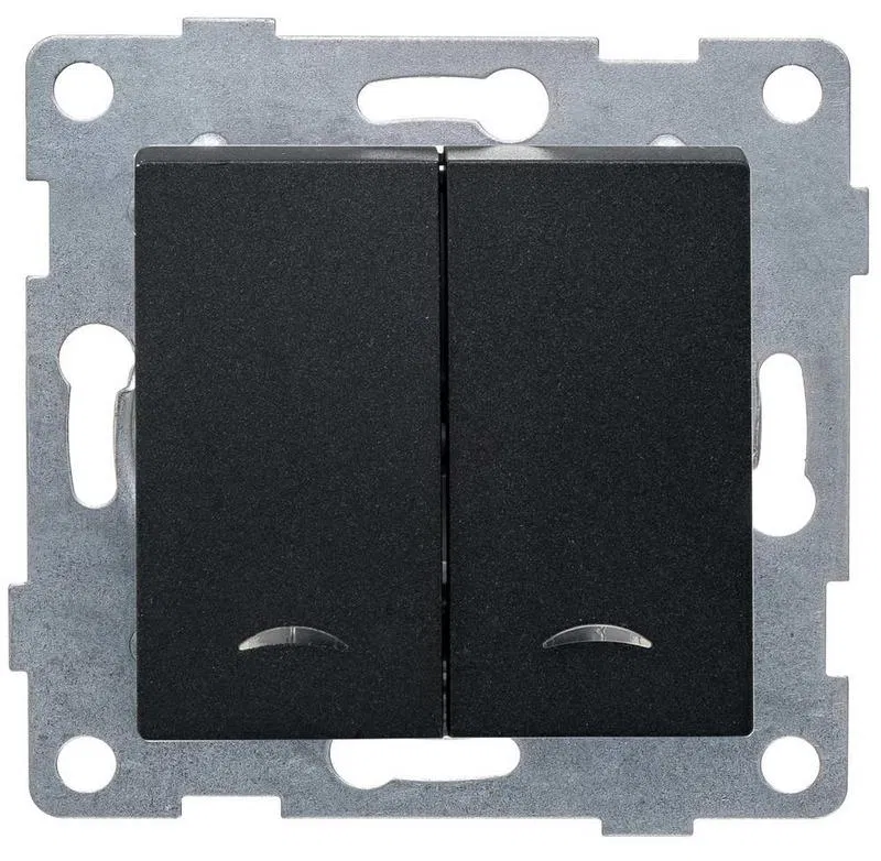 2路开关 SP Ugra 10A 250V 带指示器 机构 石墨 GUSI С11В28-010