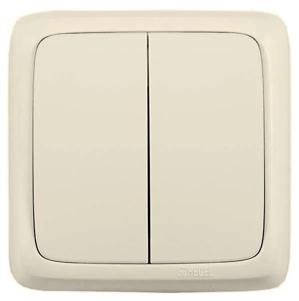 Switch 2-gang surface-mounted Alfa 10A IP20 250V with insulating plate ivory HEGEL VA10-153-01