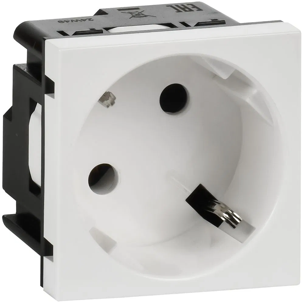 Socket 2-module 16A 250V 45deg. with ground without shutter screw terminals white IEK Leg 4521051 Legrand (IEK group)