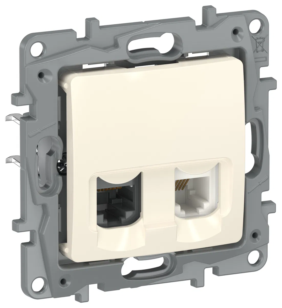 IEKETIKA Розетка двойная RJ11+RJ45 кат.5E UTP 6723521 слоновая кость IEK