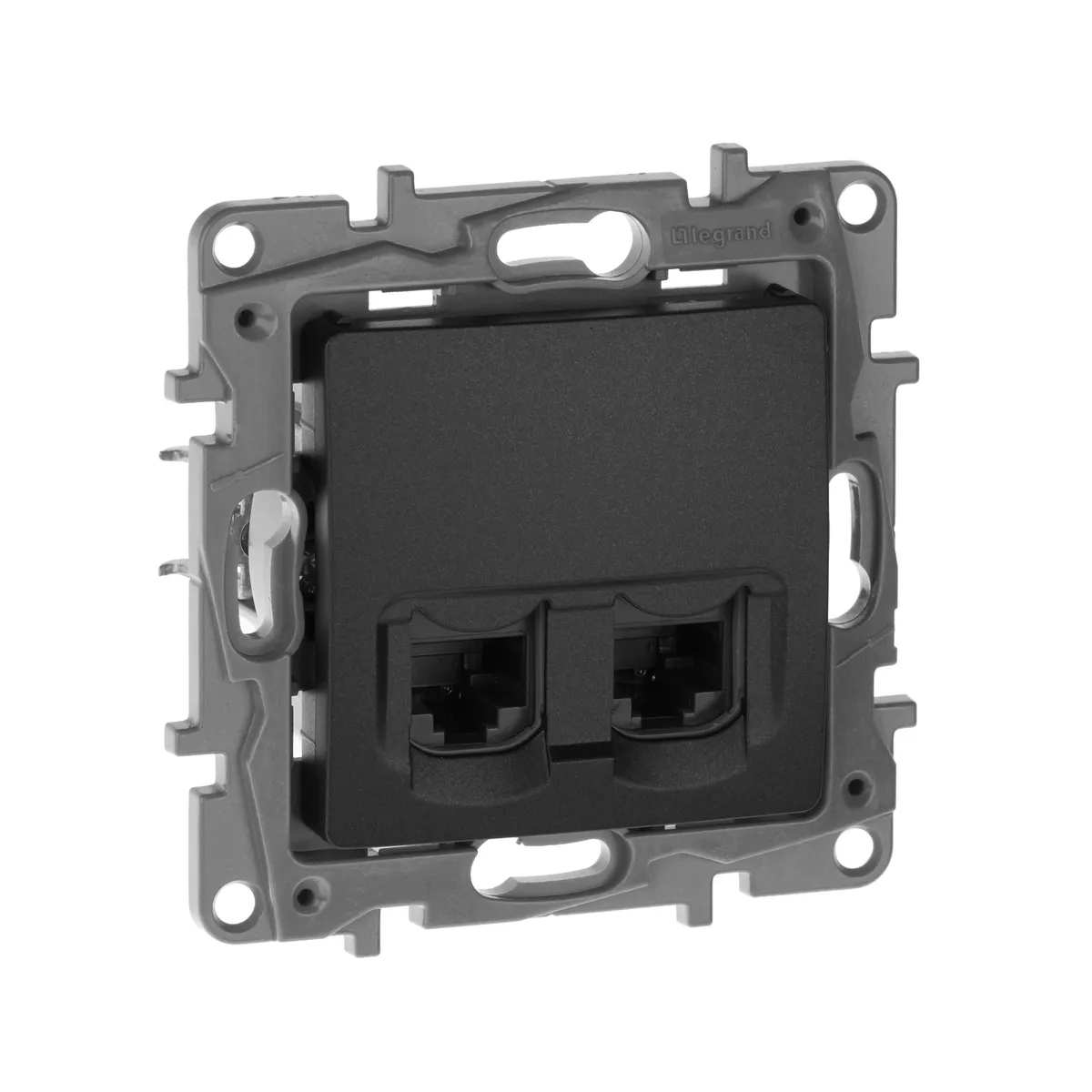 ETIKA Розетка компьютерная двойная RJ45 категория 5Е UTP антрацит 672655 IEK