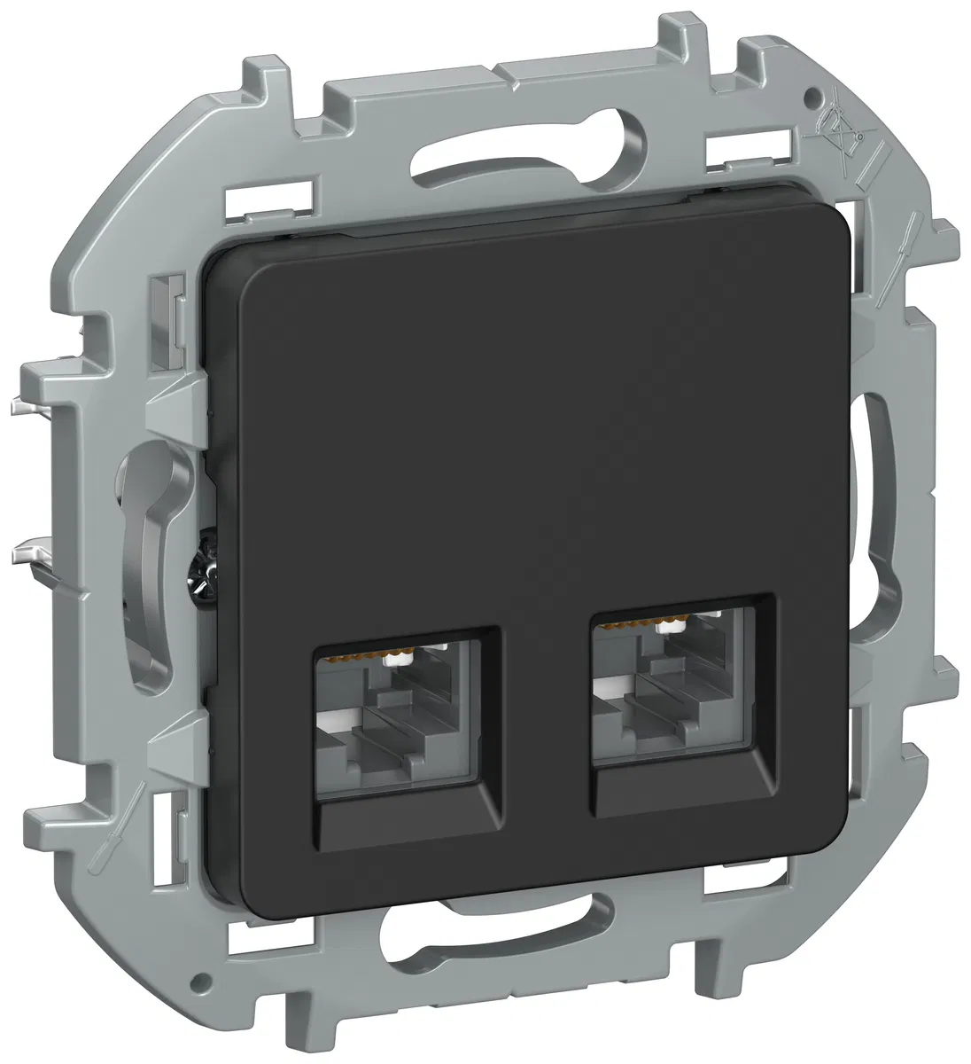 IEKINSPIRIA Розетка компьютерная двойная RJ45 категория 5Е UTP 6731291 черный матовый IEK