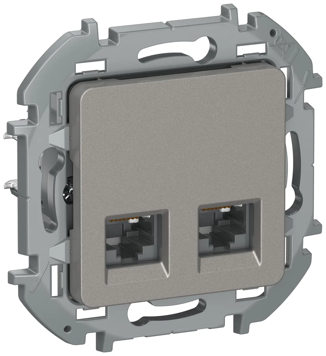 IEKINSPIRIA Розетка компьютерная двойная RJ45 категория 6 UTP 6732271 дымчатый IEK