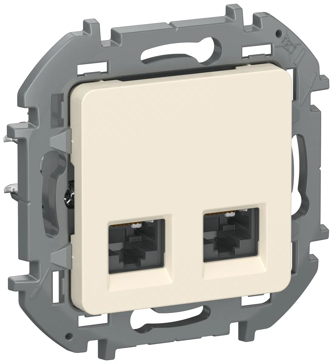 IEKINSPIRIA Розетка компьютерная двойная RJ45 категория 5Е UTP 6738361 слоновая кость IEK