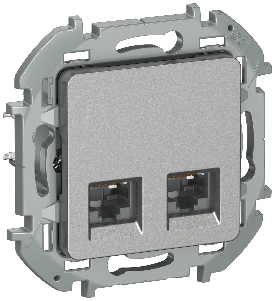IEKINSPIRIA Розетка компьютерная двойная RJ45 категория 5Е UTP 6738371 алюминий IEK