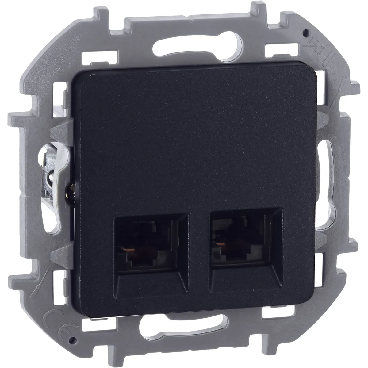 INSPIRIA Розетка компьютерная двойная RJ45 категория 5Е UTP антрацит 673838 IEK