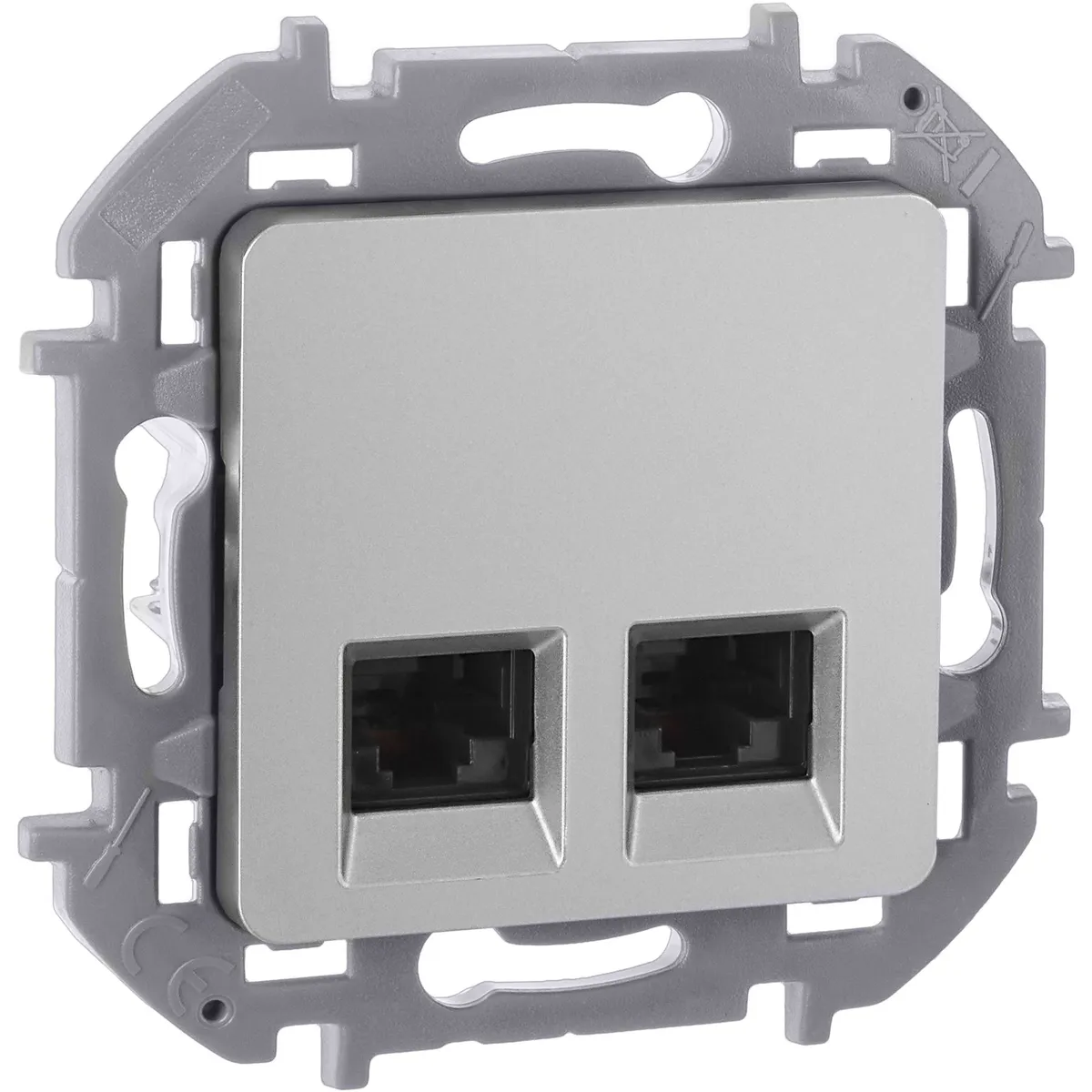 INSPIRIA Розетка компьютерная двойная RJ45 категория 6 UTP алюминий 673842 IEK