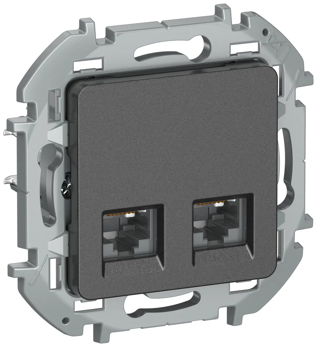IEKINSPIRIA Розетка компьютерная двойная RJ45 категория 6 UTP 6738431 антрацит IEK