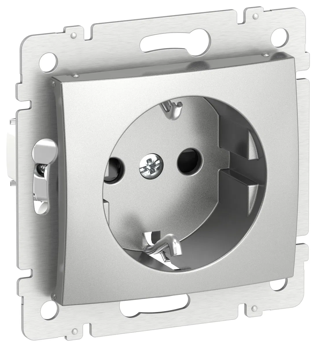 IEKVALENA Single socket with grounding and protective shutters 16A 6943431 aluminum IEK