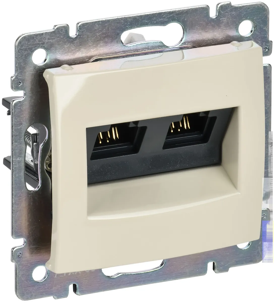 VALENA Розетка компьютерная двойная RJ45 категория 5Е UTP с захватами слоновая кость 774131 IEK