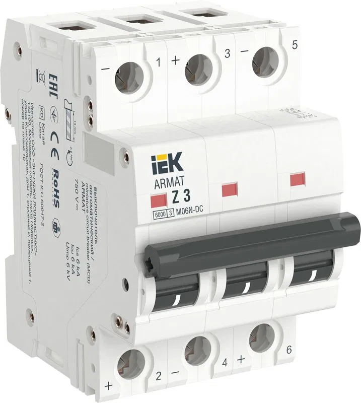Выключатель автоматический модульный 3п Z 3А M06N-DC ARMAT IEK AR-M06N-3-Z003DC