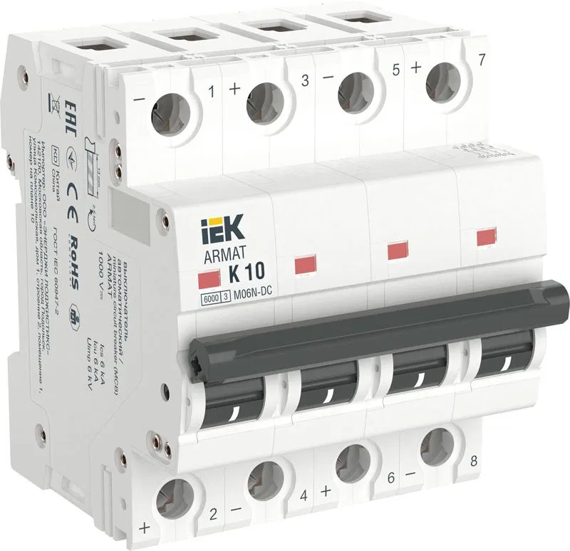 Выключатель автоматический модульный 4п K 10А M06N-DC ARMAT IEK AR-M06N-4-K010DC