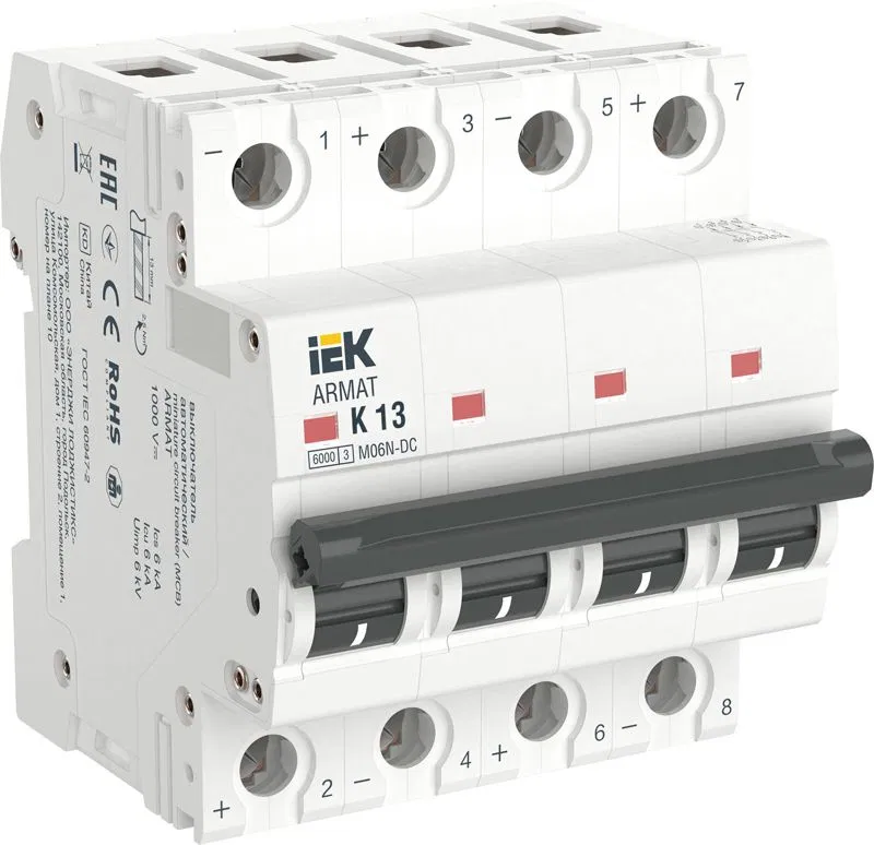 Выключатель автоматический модульный 4п K 13А M06N-DC ARMAT IEK AR-M06N-4-K013DC