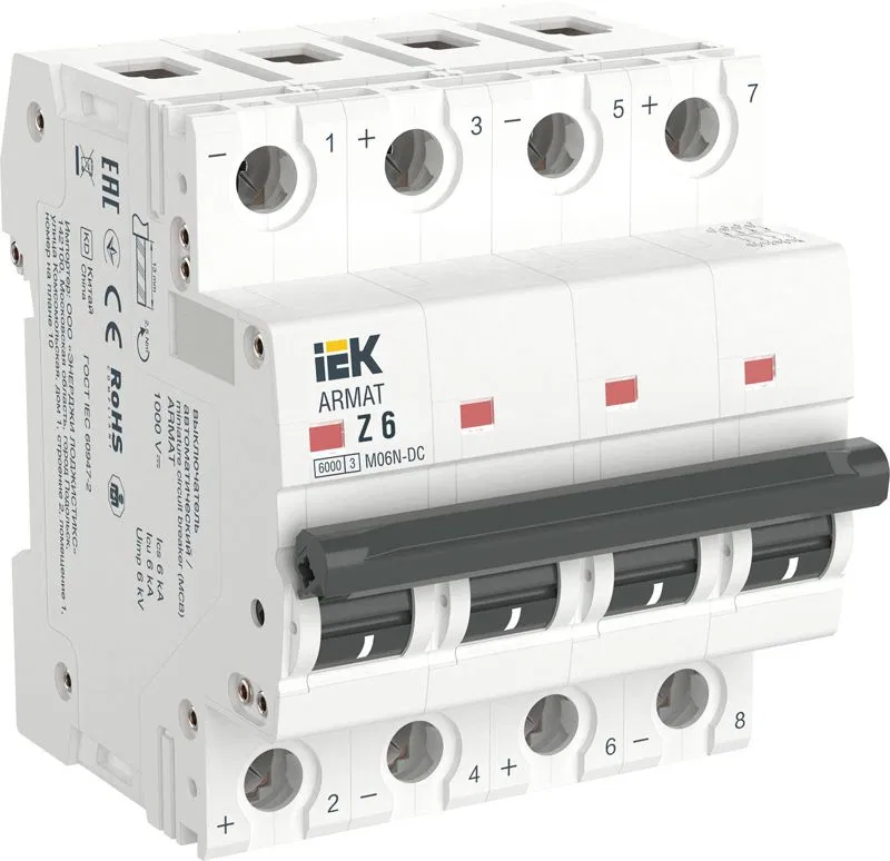 Выключатель автоматический модульный 4п Z 6А M06N-DC ARMAT IEK AR-M06N-4-Z006DC