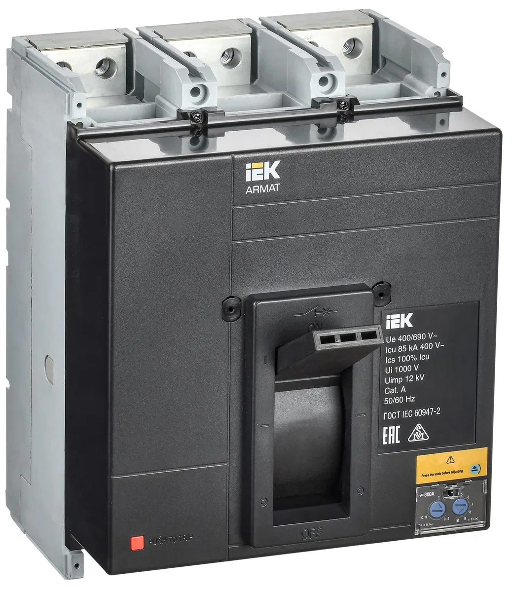 ARMAT molded case circuit breaker 3P frame size N 85kA 800A adjustable thermal-magnetic release IEK AR-MCCB-3N-085-0800A-ATUC