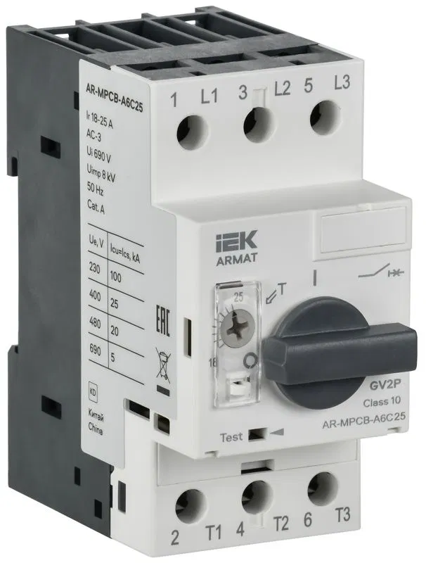 Выключатель автоматический защиты двигателя ARMAT A6 GV3P 18-25А IEK AR-MPCB-A6C25