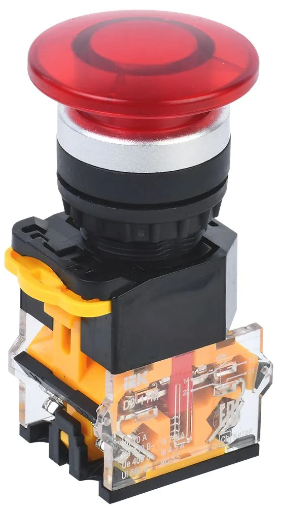 Кнопка D8-11M "Грибок" d=22мм 1NO+1NC красная IEK