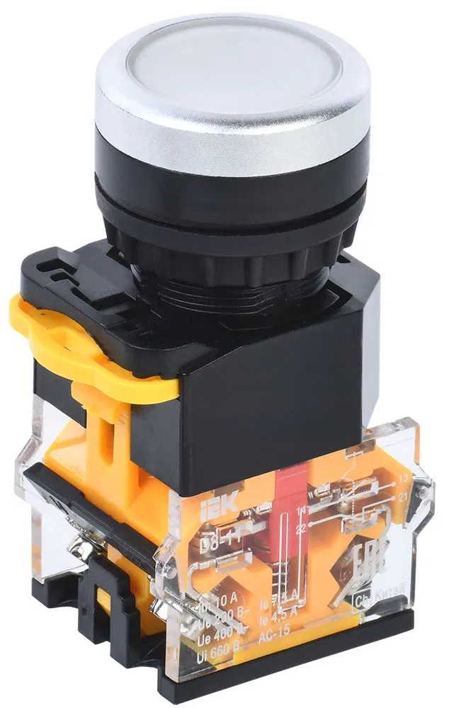Кнопка управления D8-11 d=22мм 1NO+1NC белая IEK BBT30-11-3-22-K01