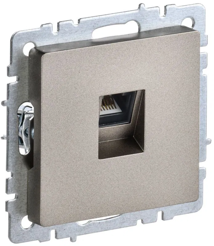 Розетка компьютерная СП RJ45 кат.6 BRITE РК11-БрШ механизм шампань IEK BR-K10-2-K37