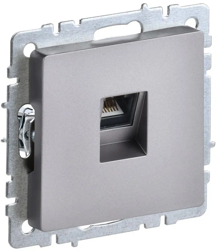 Розетка компьютерная СП RJ45 кат.6 BRITE РК11-БрС механизм сталь IEK BR-K10-2-K46
