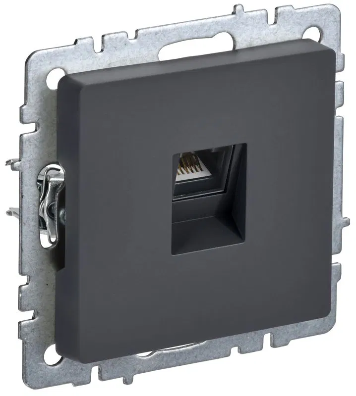 Розетка компьютерная СП RJ45 кат.6 BRITE РК11-БрГ механизм графит IEK BR-K10-2-K53