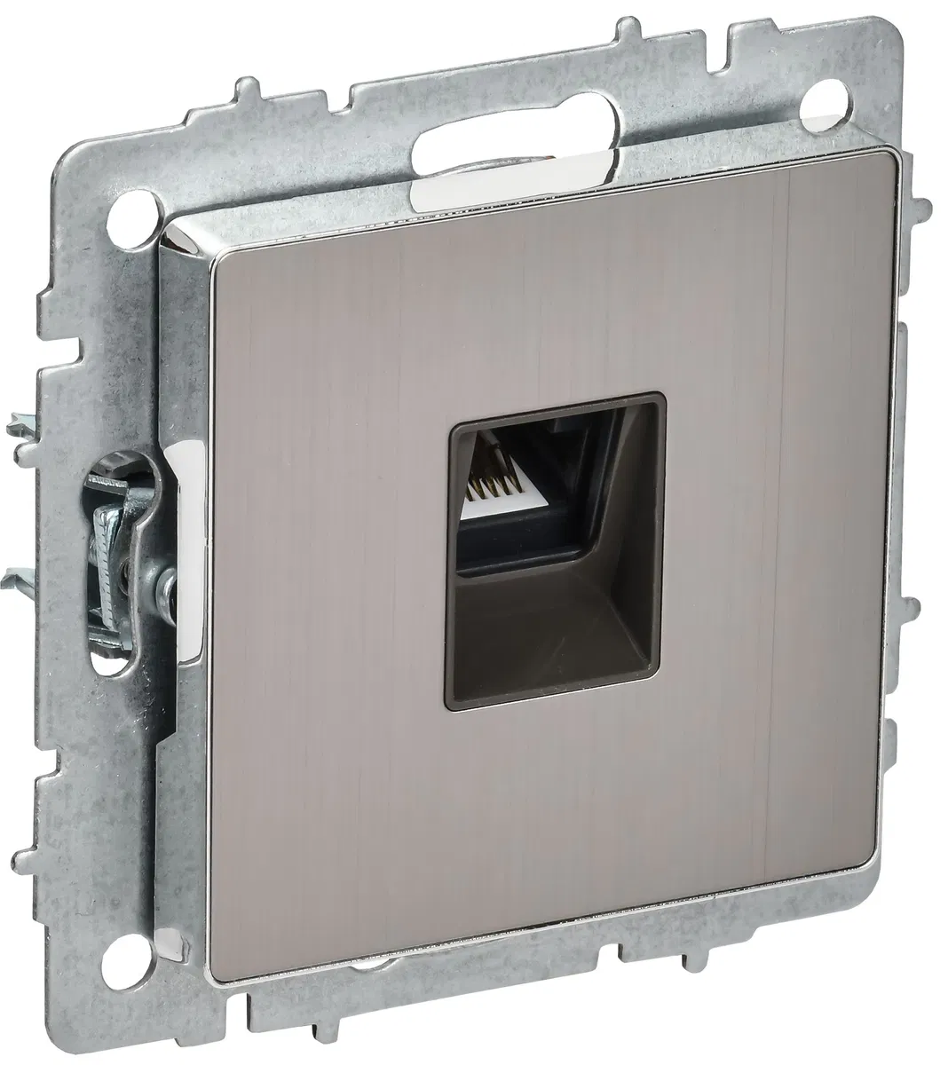 BRITE Розетка компьютерная RJ45 кат.6 РК11-БрГН металл хром/никель IEK BR-K10-2-M-K23