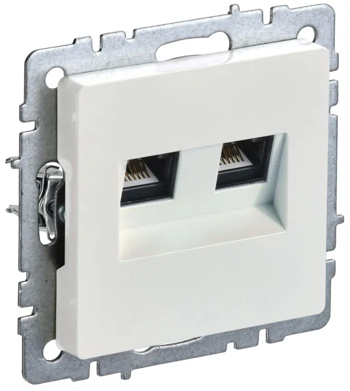 Розетка компьютерная двойн. СП RJ45 кат.5E BRITE РК10-2-БрЖ механизм жемчуж. IEK BR-K20-1-K36