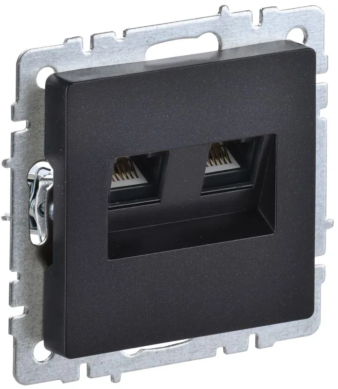 Розетка компьютерная двойн. СП RJ45 кат.6 BRITE РК11-2-БрЧ механизм черн. IEK BR-K20-2-K02