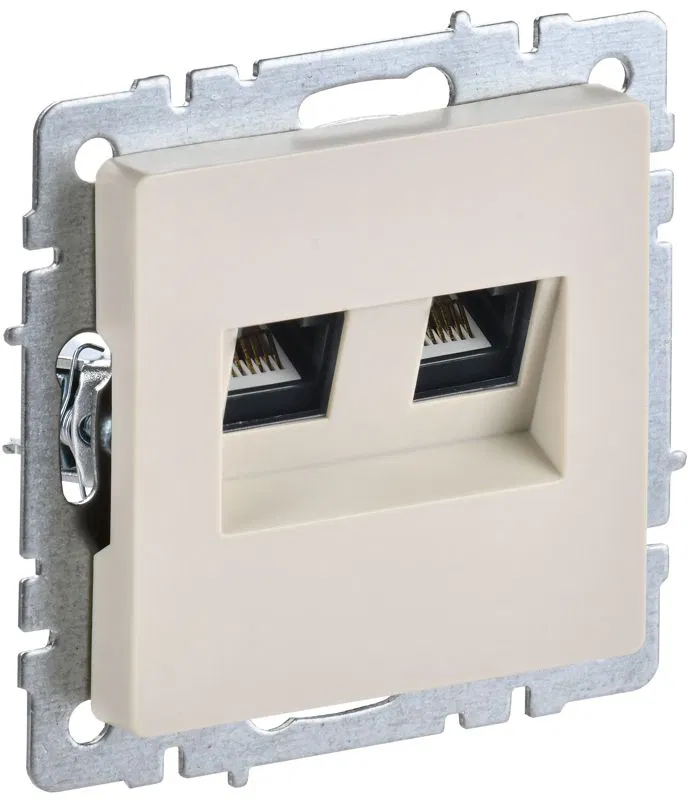 Розетка компьютерная двойн. СП RJ45 кат.6 BRITE РК11-2-БрКр механизм беж. IEK BR-K20-2-K10