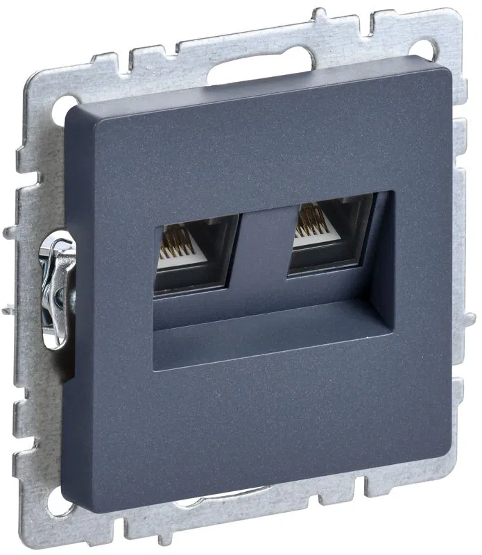 Розетка компьютерная двойн. СП RJ45 кат.6 BRITE РК11-2-БрМ механизм маренго IEK BR-K20-2-K35