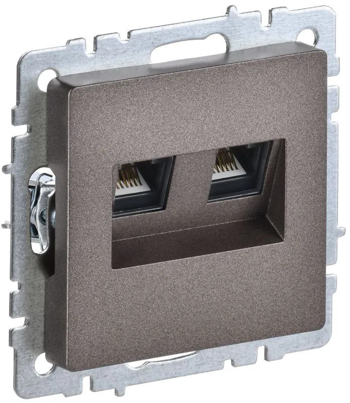 Розетка компьютерная двойн. СП RJ45 кат.6 BRITE РК11-2-БрТБ механизм бронза IEK BR-K20-2-K45