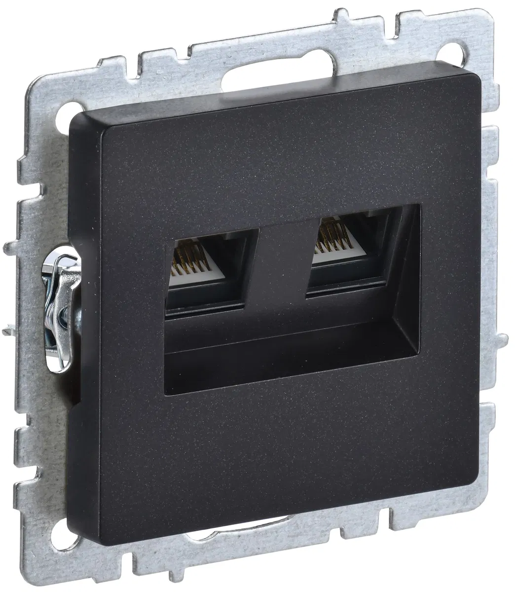 BRITE double socket RJ11+RJ45 cat.5E RK/T12-BrCh black IEK BR-KT20-O-1-K02