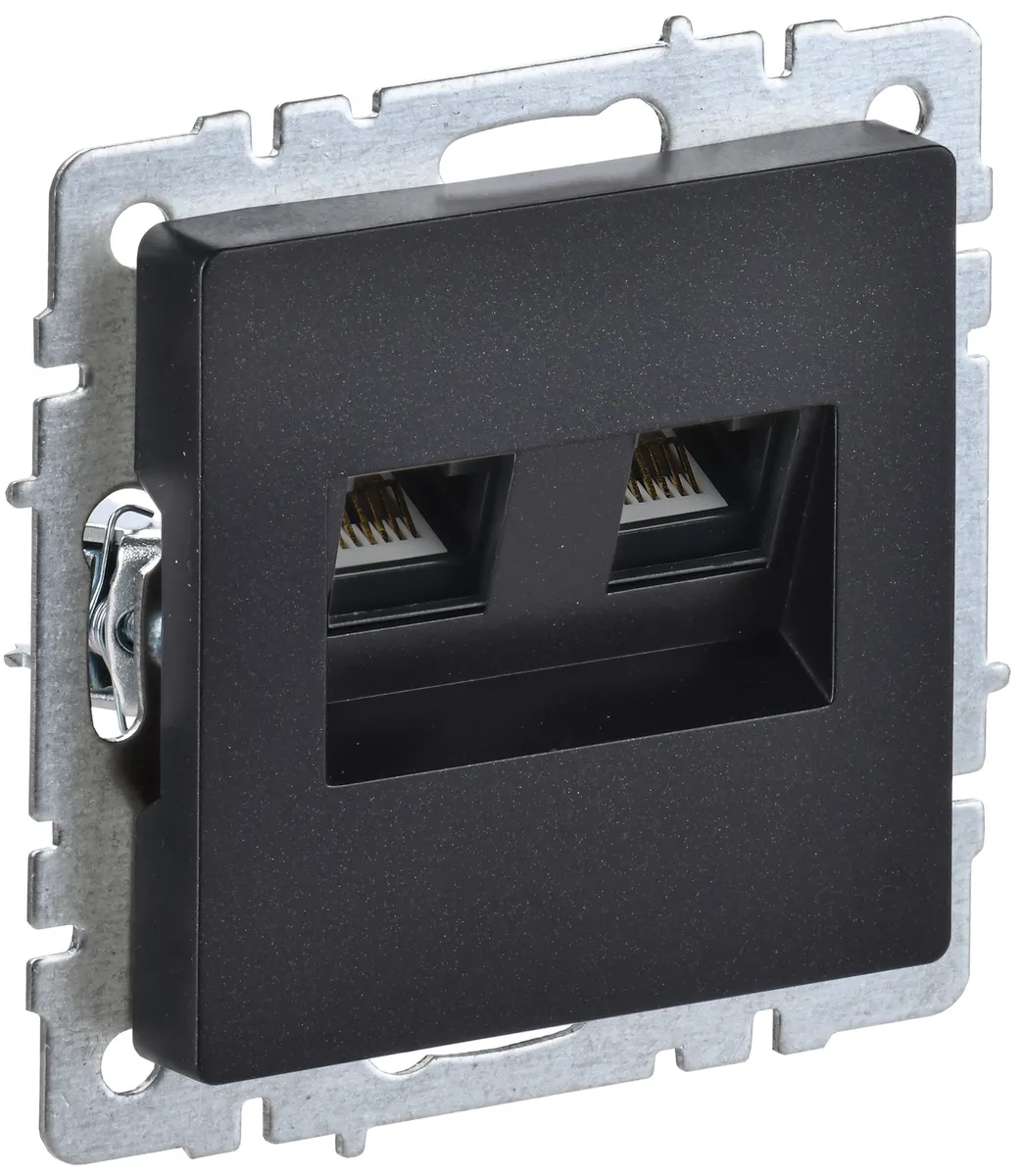 BRITE Розетка двойная RJ11+RJ45 кат.5E РК/Т12-БрЧ черный IEK BR-KT20-O-1-K02 IEK