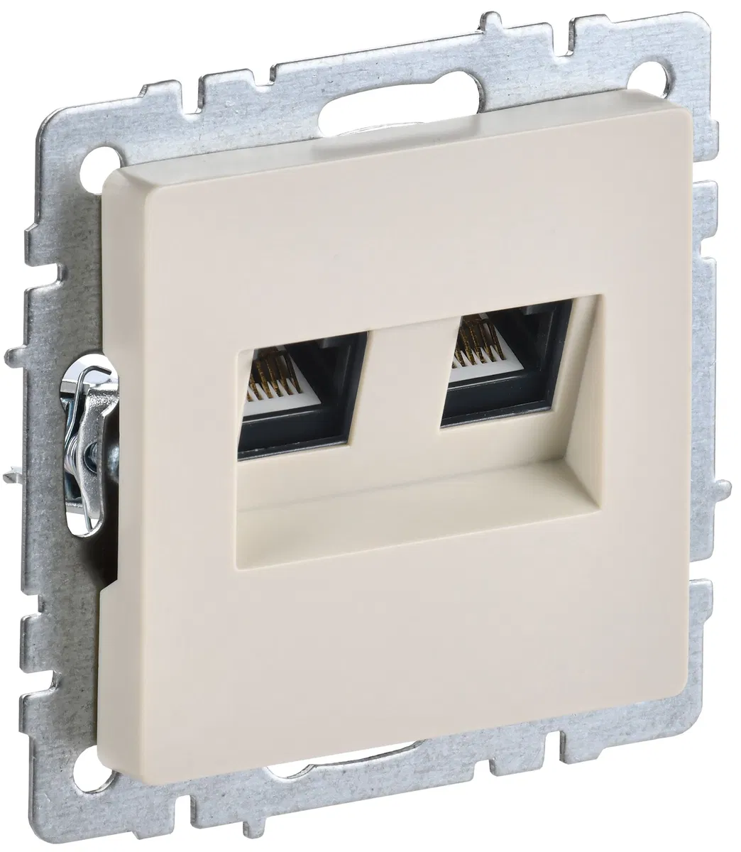 BRITE Розетка двойная RJ11+RJ45 кат.5E РК/Т12-БрКр бежевый IEK BR-KT20-O-1-K10