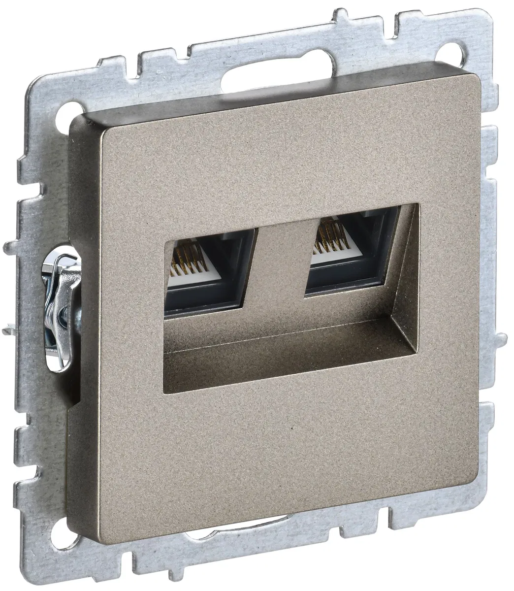 BRITE Розетка двойная RJ11+RJ45 кат.5E РК/Т12-БрШ шампань IEK BR-KT20-O-1-K37