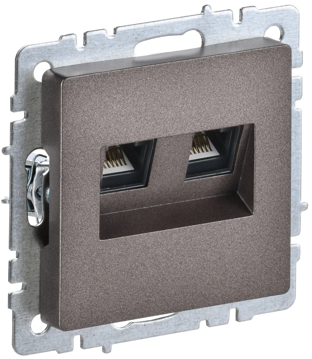 BRITE Розетка двойная RJ11+RJ45 кат.5E РК/Т12-БрТБ темная бронза IEK BR-KT20-O-1-K45