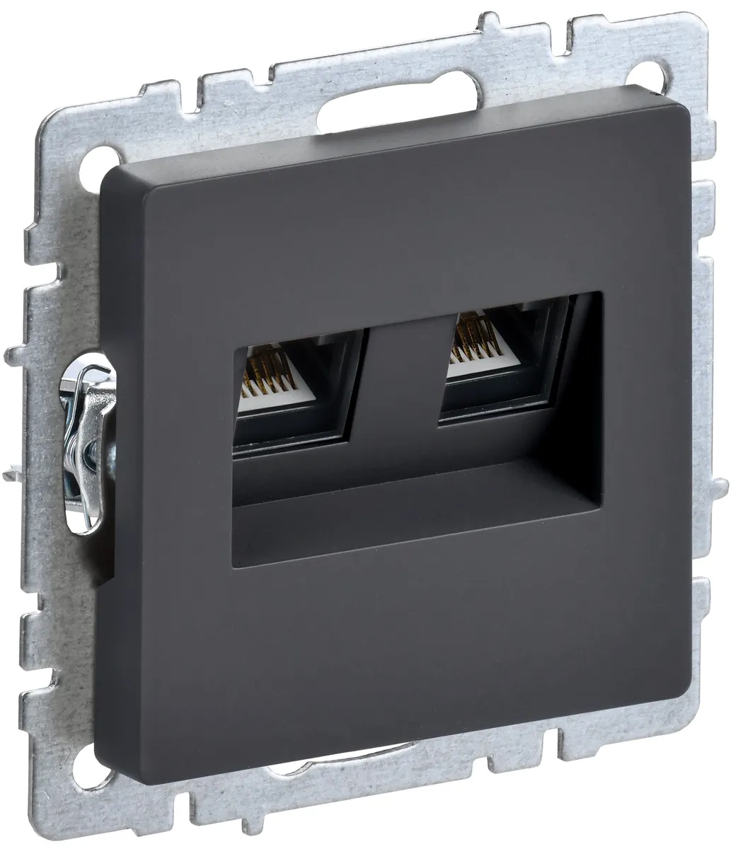 BRITE Розетка двойная RJ11+RJ45 кат.5E РК/Т12-БрГ графит BR-KT20-O-1-K53 IEK