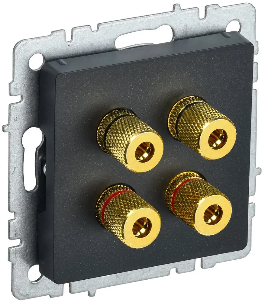 BRITE Аудиорозетка 4-местная РА10-БрЧ черный IEK BR-S40-K02
