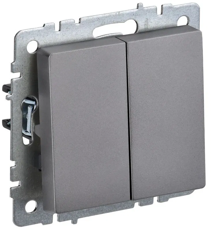 Выключатель 2-кл. СП BRITE ВС10-2-0-БрС 10А механизм сталь IEK BR-V20-0-10-K46