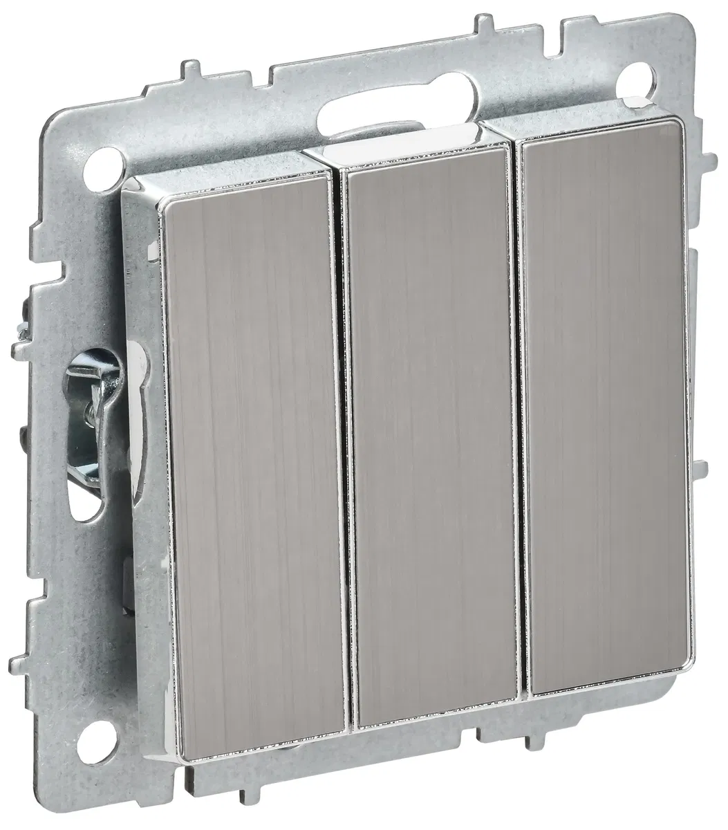 BRITE Выключатель 3-клавишный 10А ВС10-3-0-БрГН металл хром/никель IEK BR-V30-0-10-M-K23