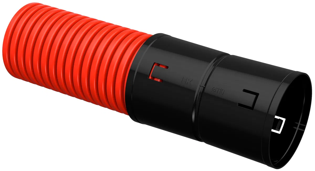 ELASTA Труба гофрированная двустенная ПНД жесткая d=110мм красная (6м) IEK CTG12-110-K04-006-R