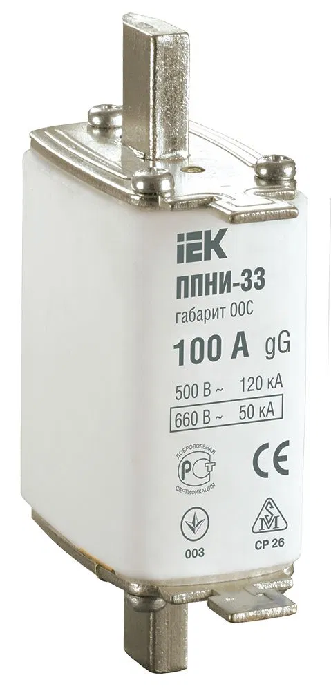 Плавкая вставка предохранителя ППНИ-33 габарит 00С 100А IEK DPP11-100