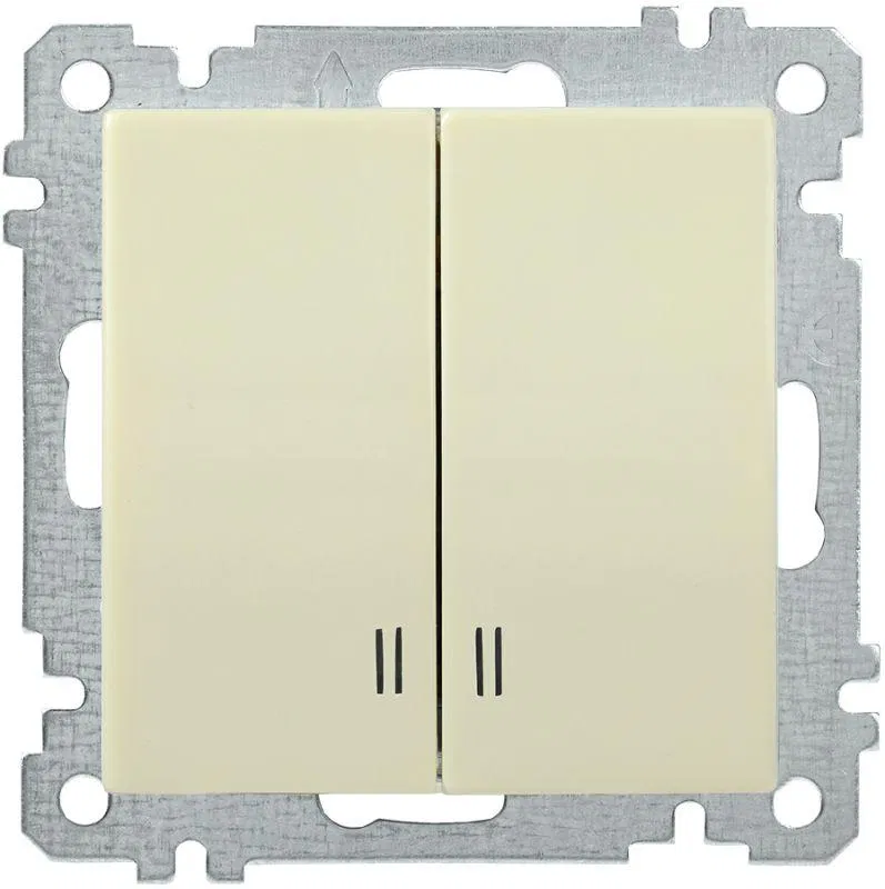 ВС10-2-1-Б 2-gang individual switch 10A BOLERO cream IEK