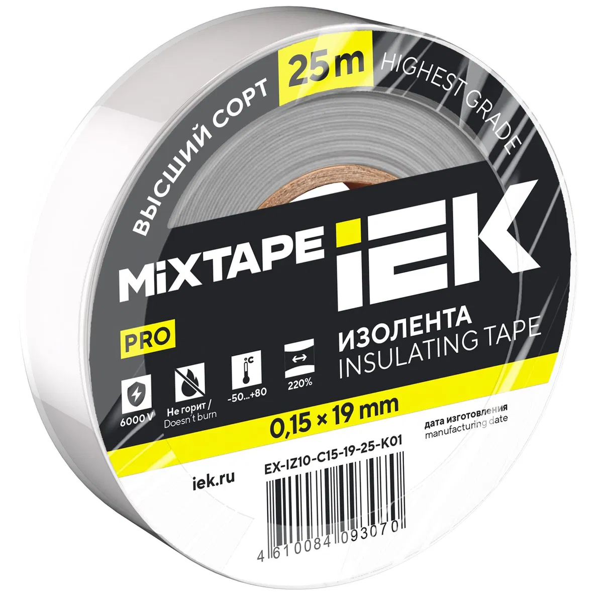 MIXTAPE PRO Изолента 0,15х19мм белая 25м IEK EX-IZ10-C15-19-25-K01