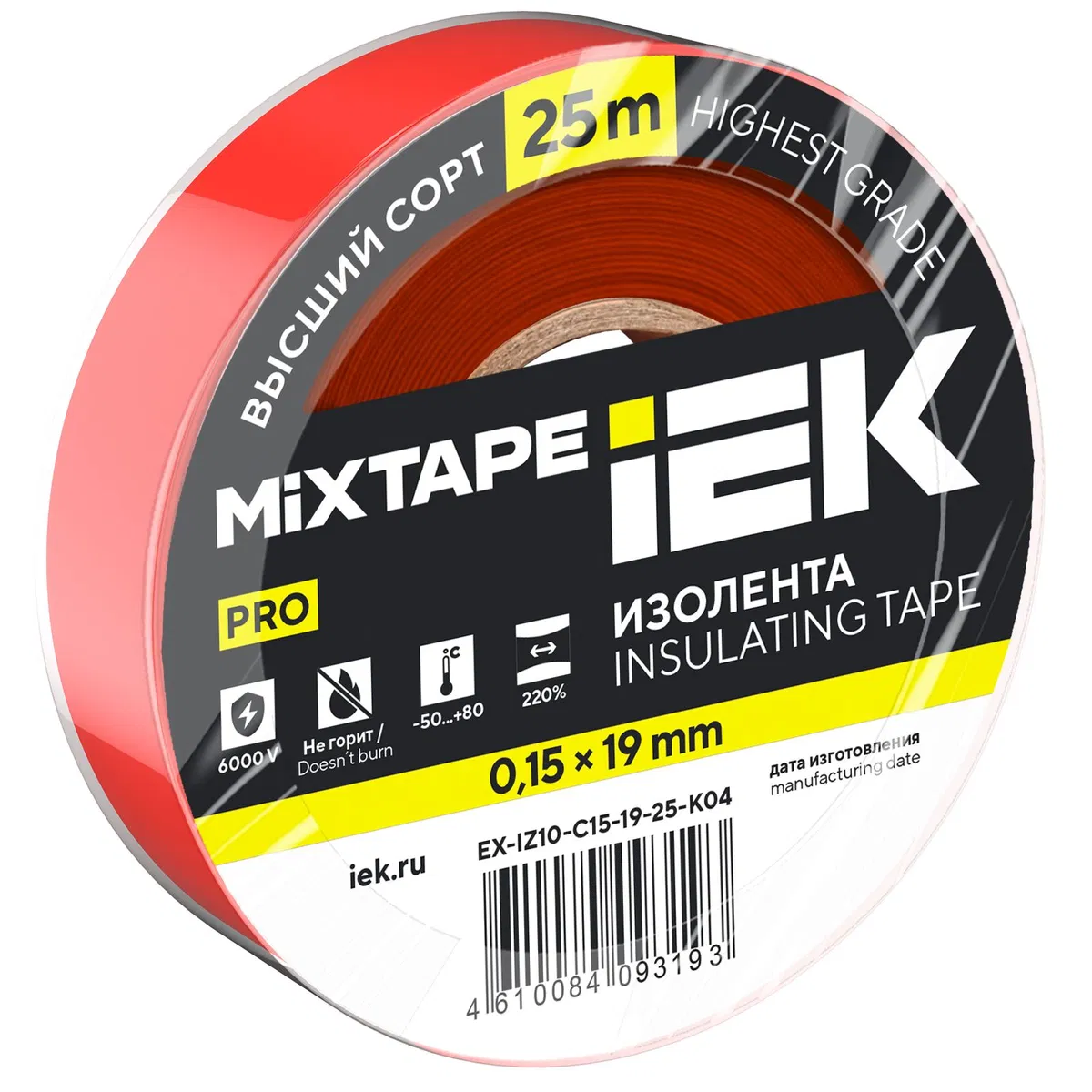 MIXTAPE PRO Изолента 0,15х19мм красная 25м IEK EX-IZ10-C15-19-25-K04
