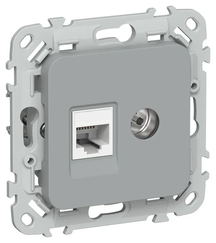 Розетка 2-м СП FLITE РКТВ5е-2-0-ФлС RJ45/TV кат.5E UTP механизм сер. IEK FI-AK22-1-K03