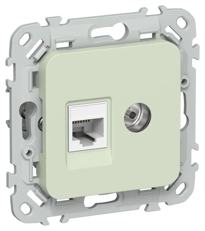 Розетка 2-м СП FLITE РКТВ5е-2-0-ФлП RJ45/TV кат.5E UTP механизм панг IEK FI-AK22-1-K92