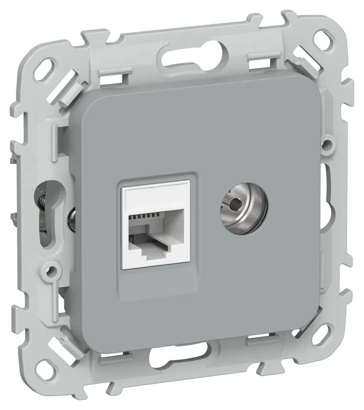 Розетка 2-м СП FLITE РКТВ6-2-0-ФлС RJ45/TV кат.6 UTP механизм сер. IEK FI-AK22-2-K03