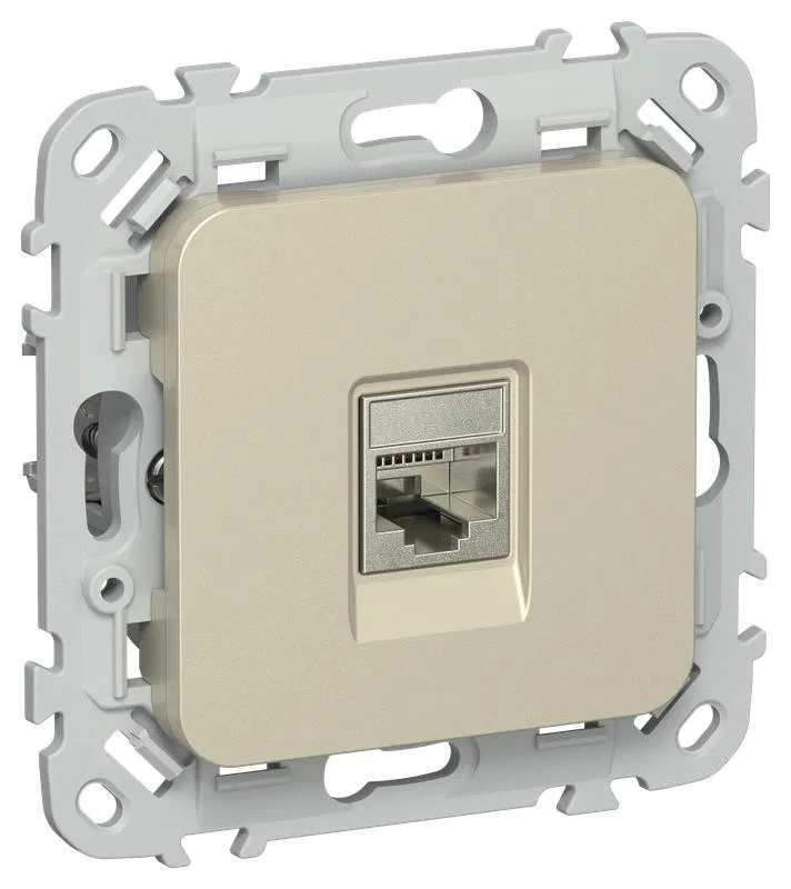 Розетка компьютерная СП FLITE РК5е-1-1-ФлШ RJ45 кат.5E STP механизм шампань IEK FI-K11-1-K37
