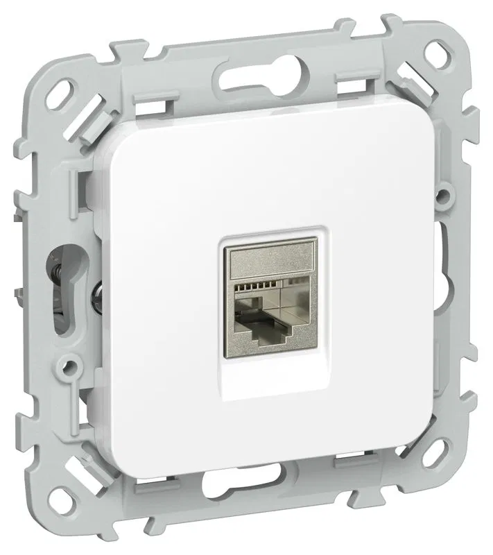 Розетка компьютерная СП FLITE РК6-1-1-ФлБ RJ45 кат.6 STP механизм бел. IEK FI-K11-2-K01